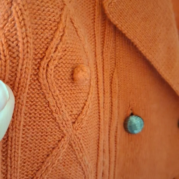 Michel Rene Women's Orange Double-Breasted Wool/Angora-blend Cardigan (Size M) - Picture 5 of 9